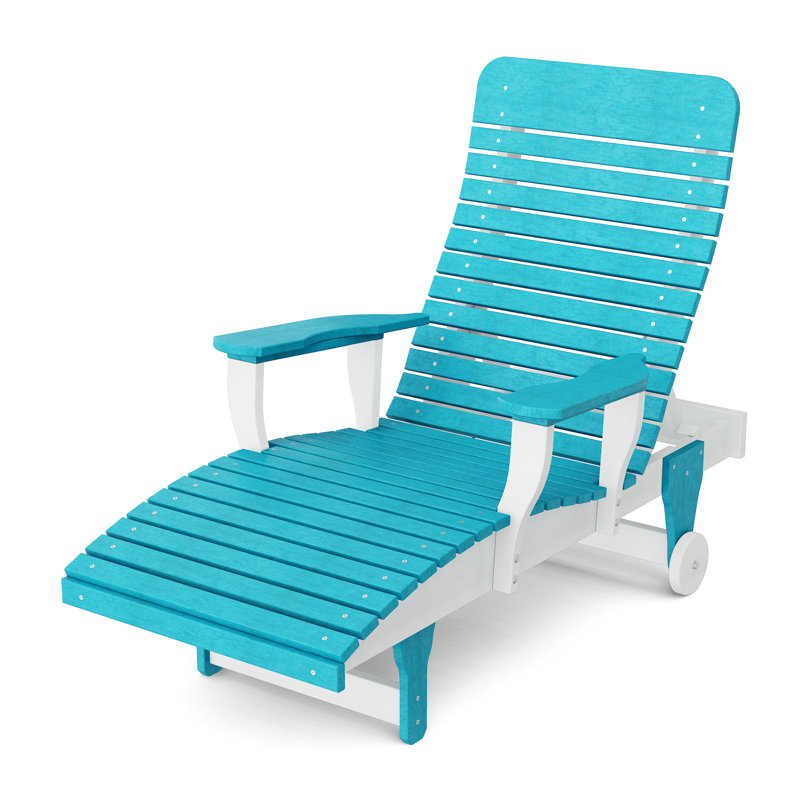 Chaise longue inclinable Signature, Bleu Aruba / blanc