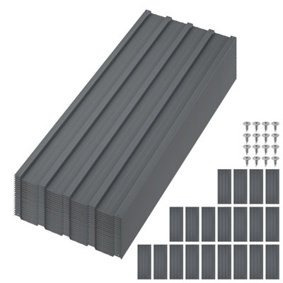 20 panneaux de toit en acier galvanisé 20 pièces - Toiture en métal ondulé avec vis pour remise, garage, abri d'auto, patio, pergola
