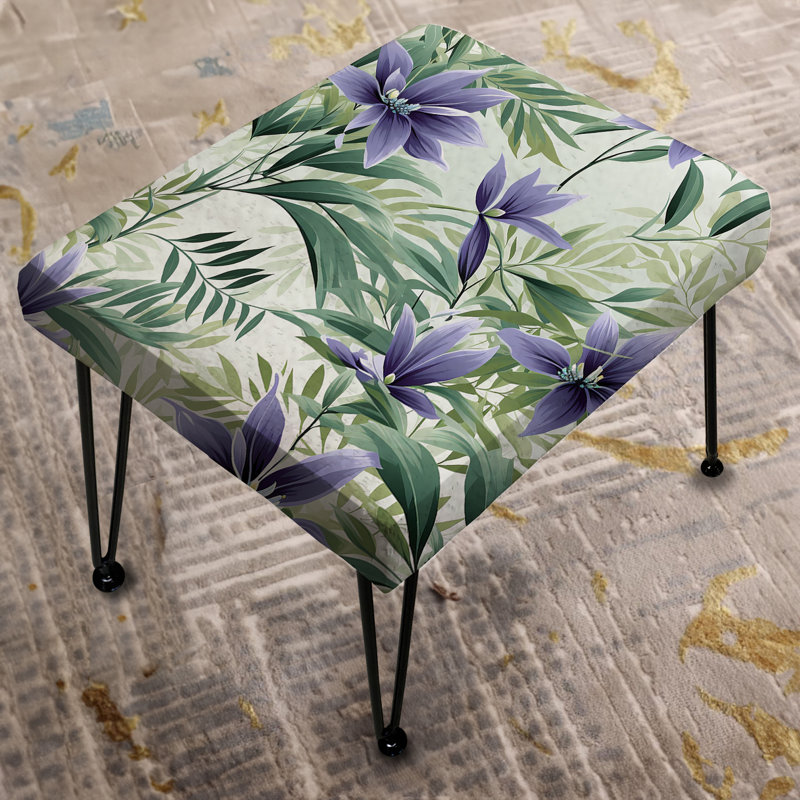 Green Purple Bamboo Serenade Tropical Pattern - Tropical Rectangle Ottoman