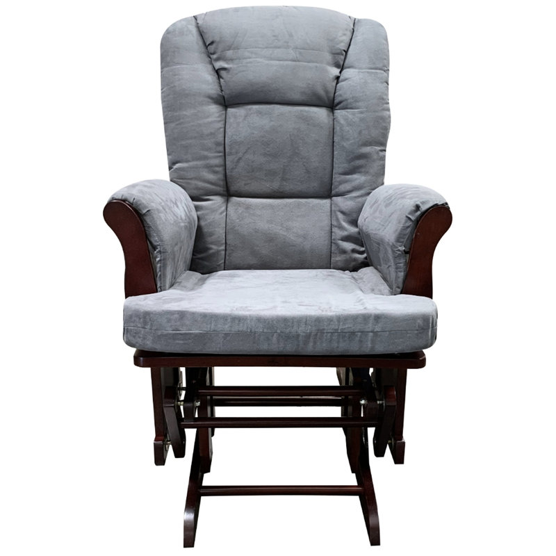 Fauteuil coulissant en microfibre et en cerisier gris doux Harmony