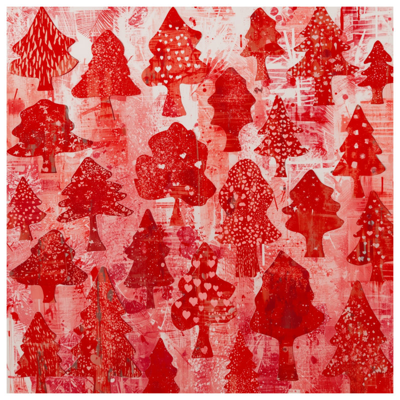 Housses de couette Red Christmas Trees, Lit simple
