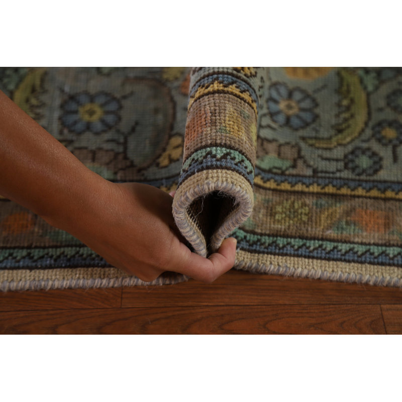 One-of-a-Kind 7'6" X 10'9" 1960s Wool Area Rug in Gray
