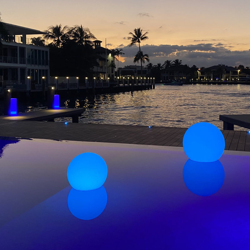 Pearl 9.8" Battery Powered Integrated LED Color Changing Outdoor Floating Light, 14" Height