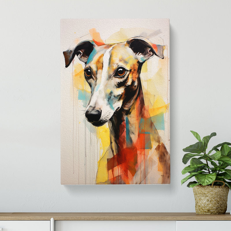 Whippet Gestural No.2 - Wrapped Canvas, 60cm H x 40cm W x 3cm D