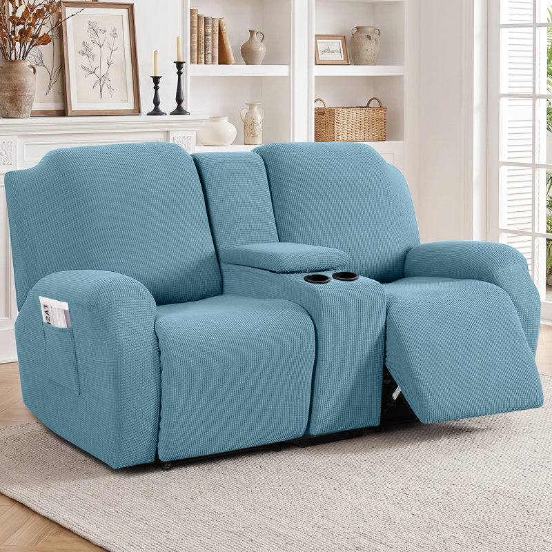 Housse pour causeuse inclinable avec console centrale 4 pièces Tiba, Bleu menthe