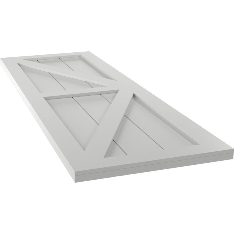 True Fit PVC deux panneaux de ferme à fixation fixe avec barre en Z, Gris tempête de grêle, 15", 48"