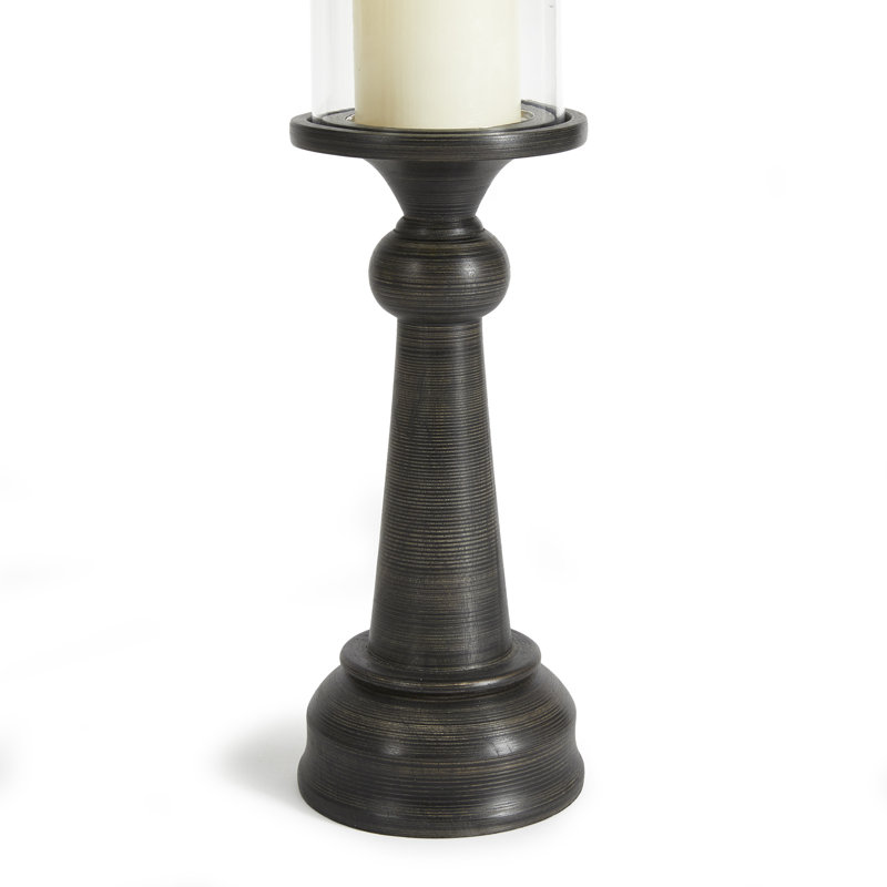 Naomi Glass Tabletop Hurricane Candle Holder, 20" H x 6" W x 6" D
