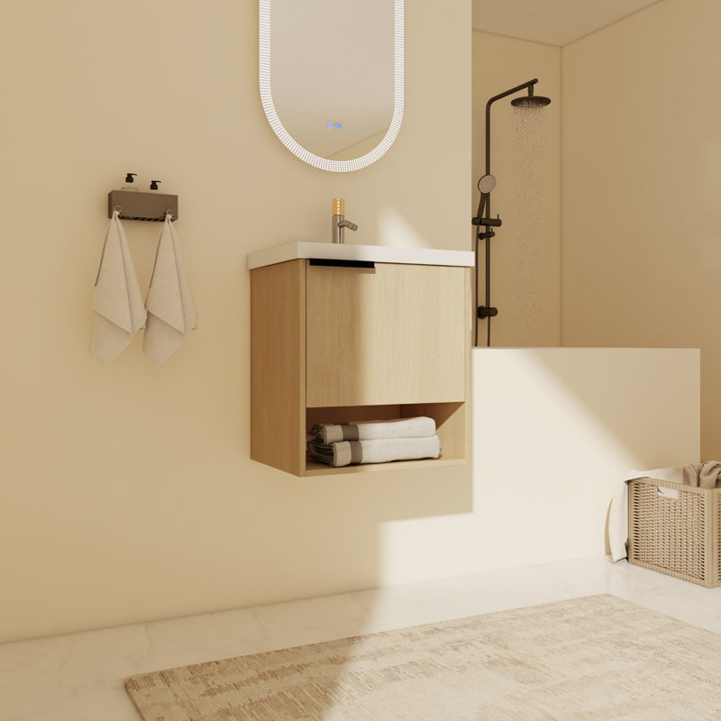 Caileon 19.93'' Wall Mounted Single Bathroom Vanity With Ceramic Top