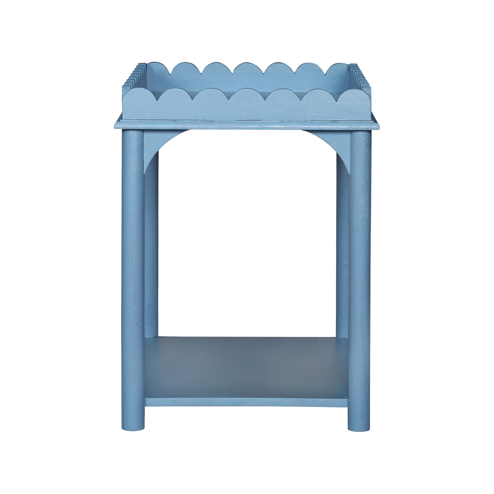 Madeline Scalloped Rectangle Side Table, Light Blue