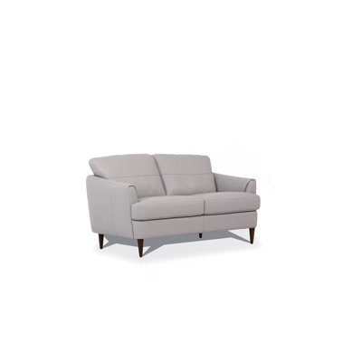 Helena Pearl Gray Leather Loveseat (Assembled)