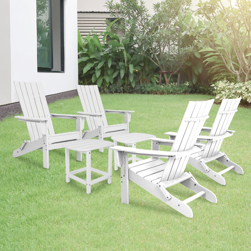 Ensemble de 4 chaises pliantes Durapatio Adirondack avec table, Brun foncé