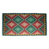 Tapis unique rouge / vert / jaune noué à la main de 5 pi x 8 pi Sergueï