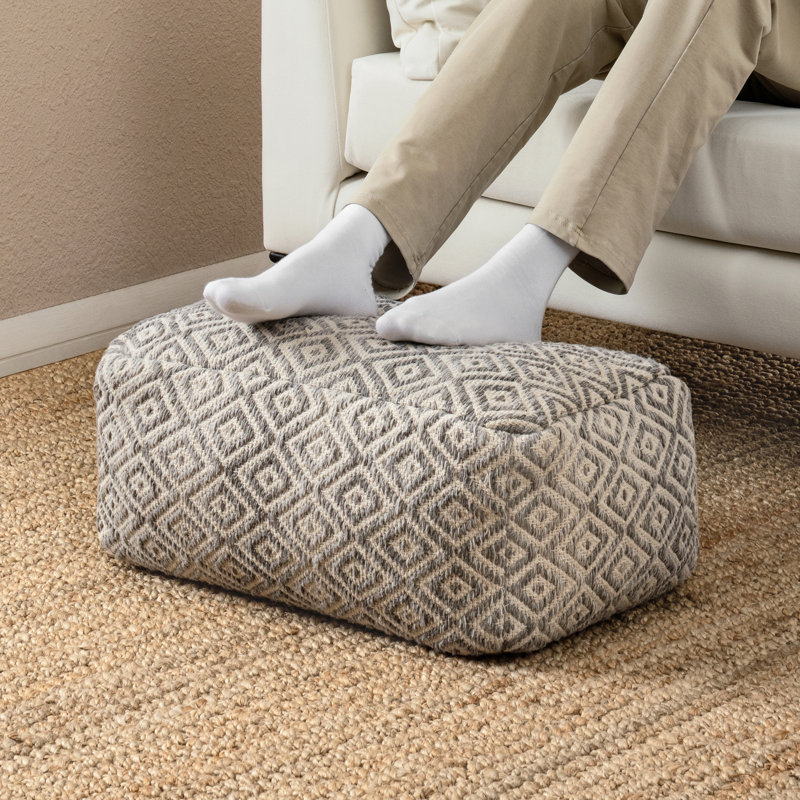 Repose-pieds Adelene Jae Florence - 20 x 12 x 10, Cotton/Polyester, Ardoise