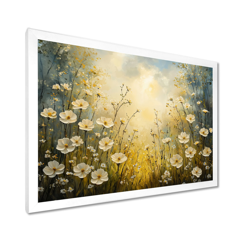Ilyanna - Floral Wall Art, H 16 po x l 32 po, Reproduction encadrée d'une seule photo, Blanc