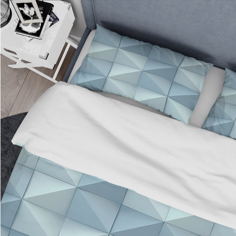 Ensemble de housse de couette glamour Baby Blue Triangle, Housse de couette très grand + 2 taies décorativ