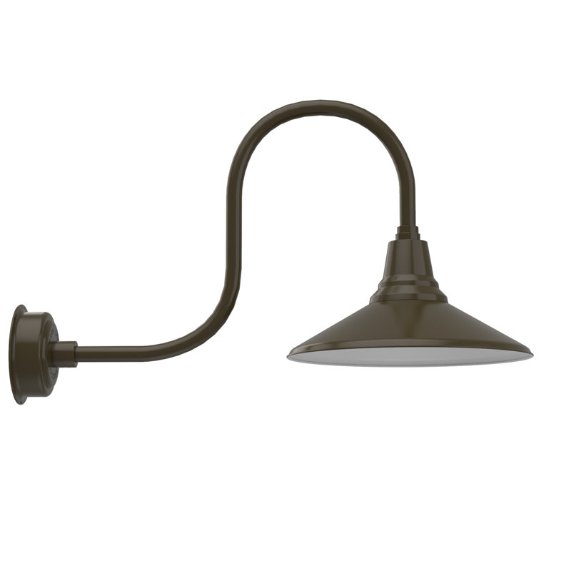 Luminaire de grange d’extérieur à del Albali, H 9 po x l 16 po x P 17 po, Bronze acajou