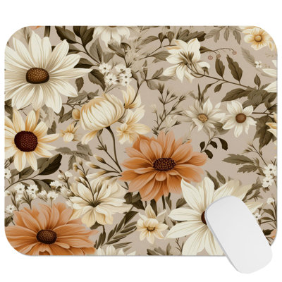 Floral Fall Thanksgiving Flowers I Cottage Gaming Cute Office Laptop Desk Pad Gift Mat Square Rectangle Non-Slip Mousepad