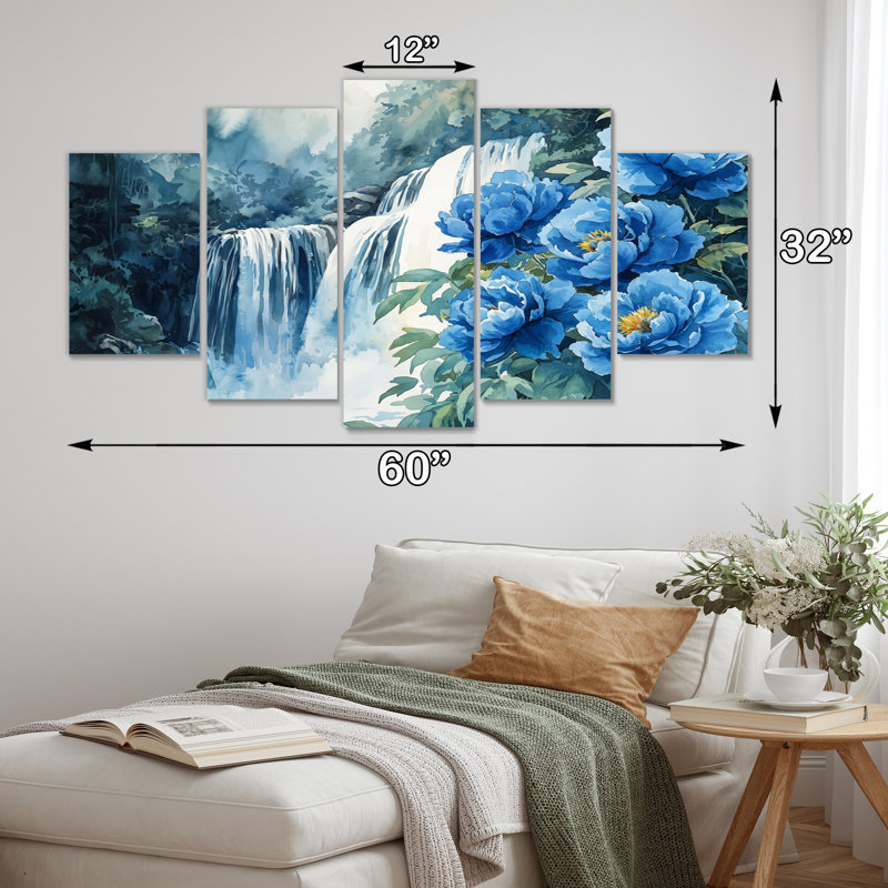Pivoines par la cascade V - par Wall Art - décoration murale traditionnelle diamant