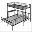 Lit superposé simple au-dessus d'un lit double en métal avec bureau intégré et amp; Échelle, noir métallique pour la chambre à coucher-26121245
