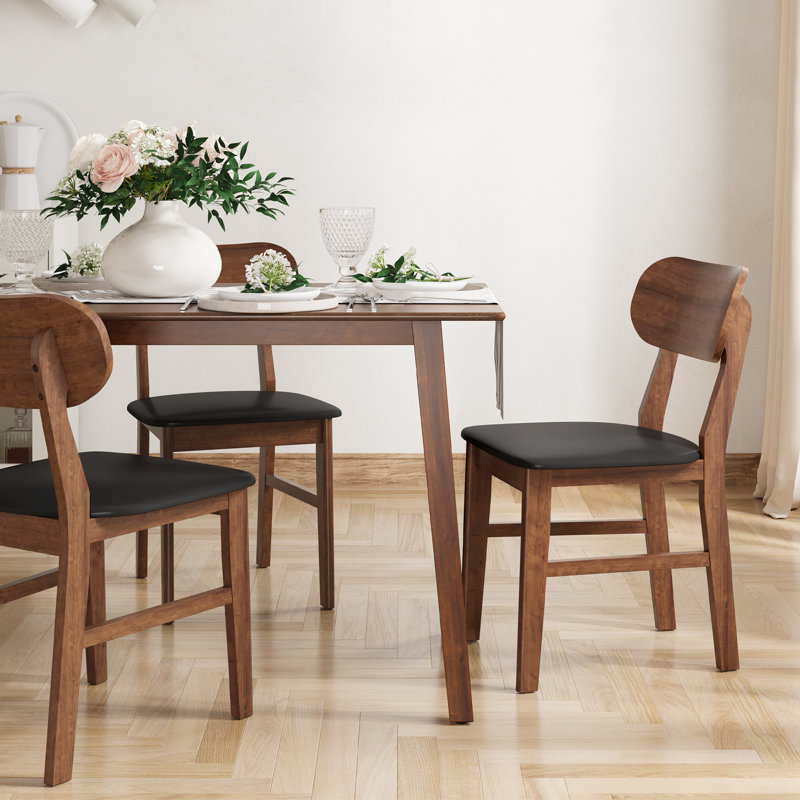 Englehart Rubber Wood Dining Chairs Set Of 2, Black/Brown
