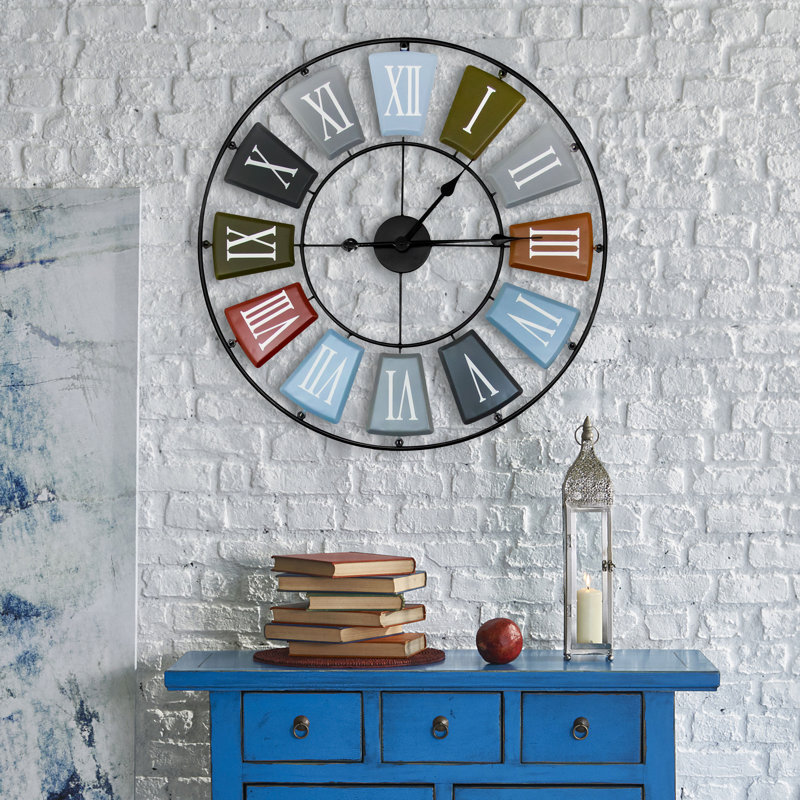 Oversized Farhaan Earth Colours Skeleton Roman Wall Clock - 68 cm / 27 in