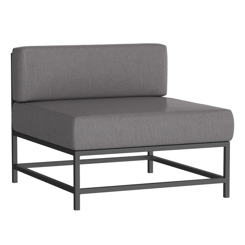 Chaise de patio Delano avec coussins Sunbrella, Toile granit, Noir Tex