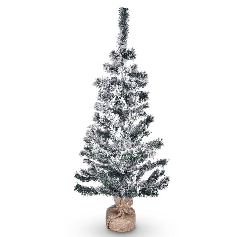 2 ft Mini Christmas Tree with Light, Artificial Small Tabletop Christmas  Tree with Flocked Snow Decoration and Balls, Xmas Ornaments for Home Office  Party Festival Decoration, Silver 