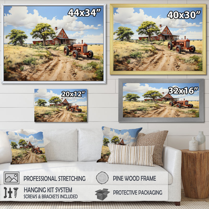 Impression sur toile Barns Rustic Charm, Encadrement doré, H 12 po x l 20 po x P 1 po