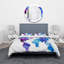 Carte du monde mauve et bleue - Ensemble de housse de couette moderne - Microfibre de polyester-66389905