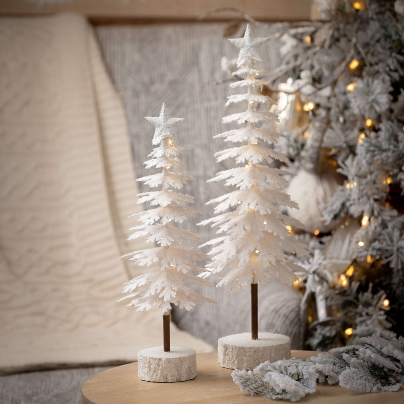 Ensemble de 2 arbres de table 20 "et 16" à DEL, blanc