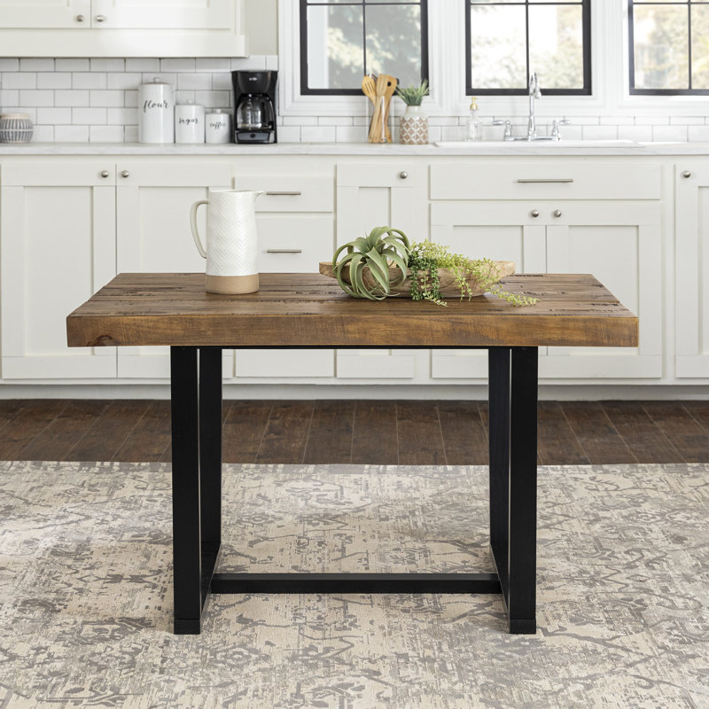 Kersh Pine Solid Wood Dining Table, Rustic Oak