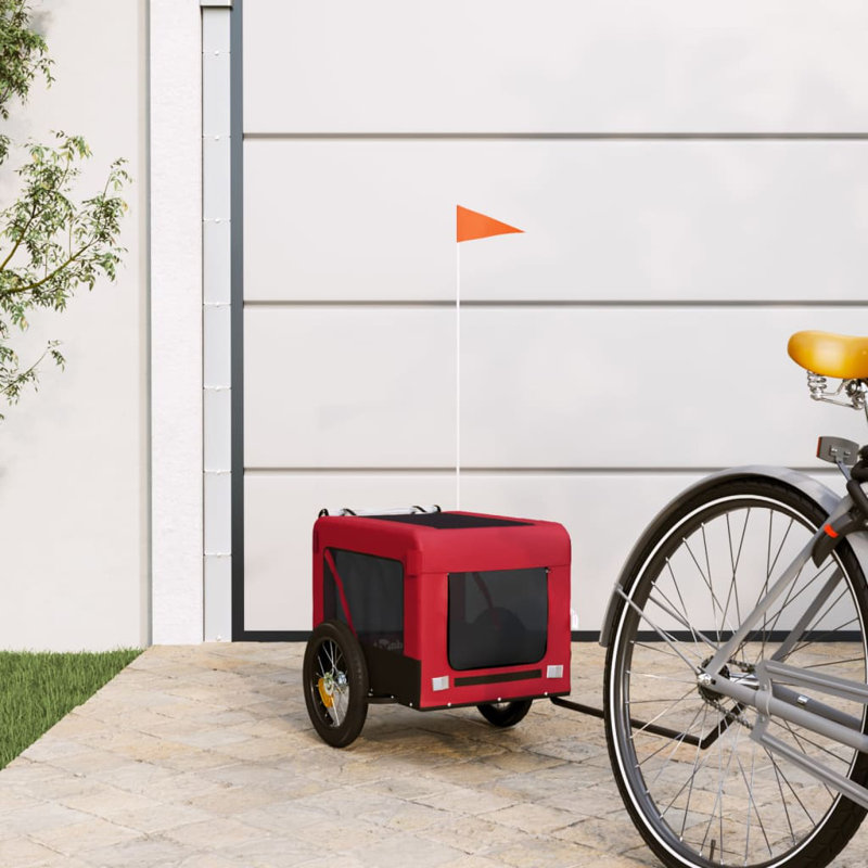 Pet Bike Trailer Oxford Fabric and Iron, 54.5 x 120 x 53 cm, red