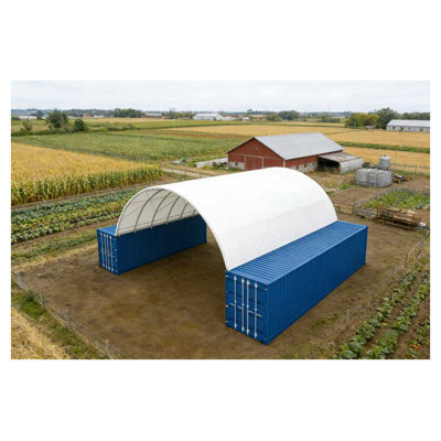 40ft x 40ft x 13.5ft Single Frame Steel Tarpaulin Shelter with Dome Roof, White