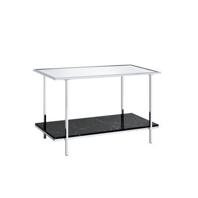Table console Angwin en faux marbre miroir et chrome