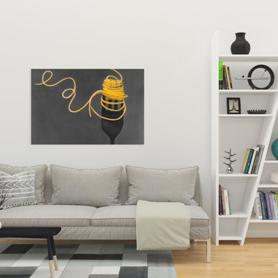 Spaghetti pâtes autour d'une fourchette - décor de toile contemporain