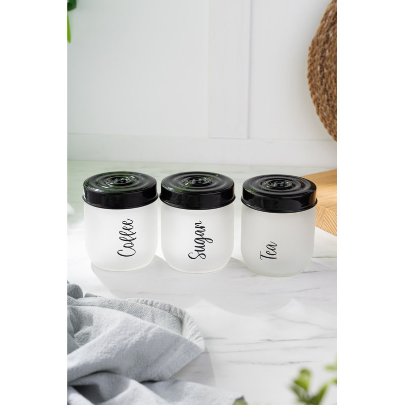 Elegant 3-Piece Glass Jar Set, 3 x 3 x 4 inches | 100% Glass with Plastic Lids, 14.4 fl oz Each | Ideal for Kitchen Storage, Pantry Organization & Decorative Use, Not Microwave or Dishwasher Safe