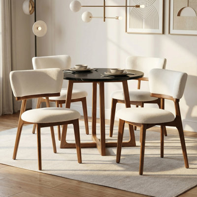 Chaise de salle à manger Elmsford en bois massif rembourrée