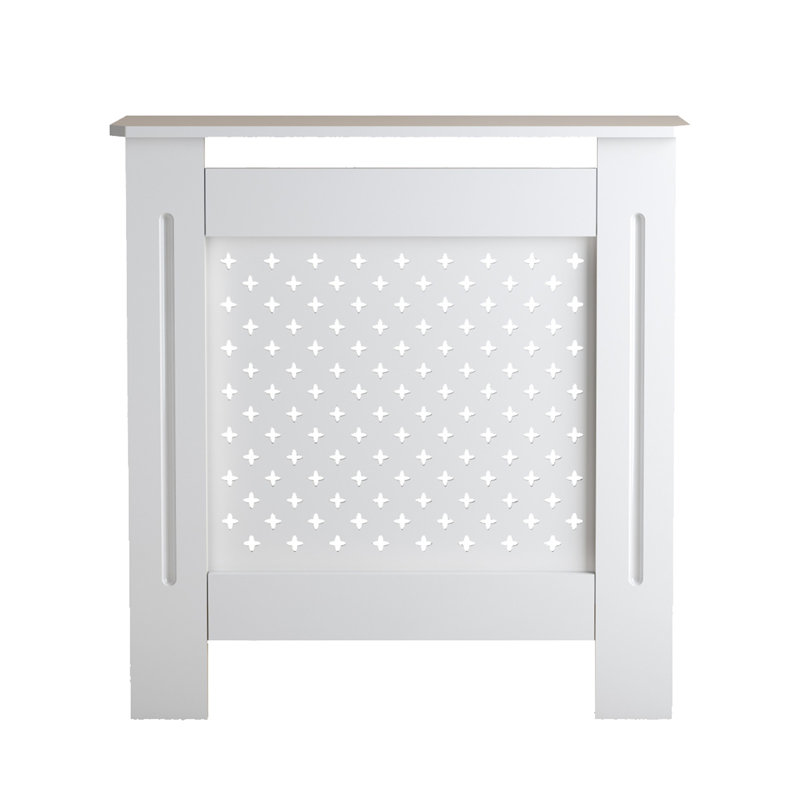 30.7" W MDF Radiator Cover Cabinet with Perforated Front Panel and Display Shelf, White