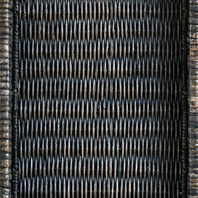 Hadley Oversize Decorative Rattan Tray with Metal Handles, Black