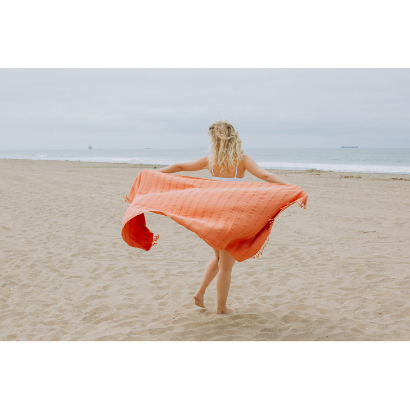Serviette de bain turque en coton biologique Chanyah Stonewashed Luxe, Orange