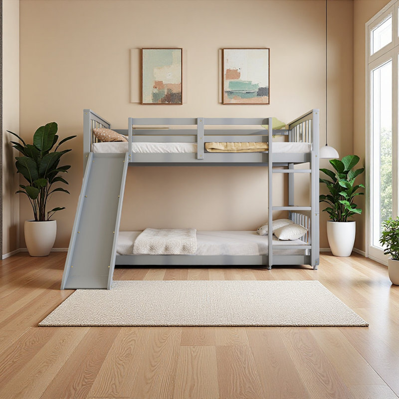 Twin Over Twin Bunk Bed With Slide And Ladder