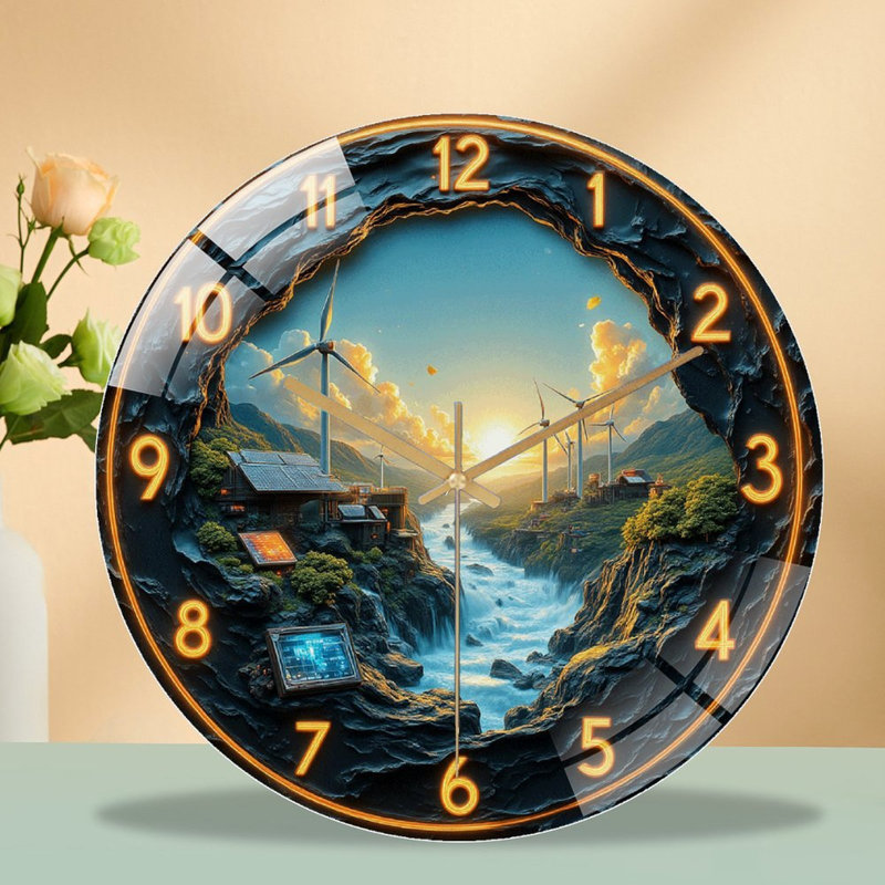 Horloge murale coucher de soleil à énergie solaire