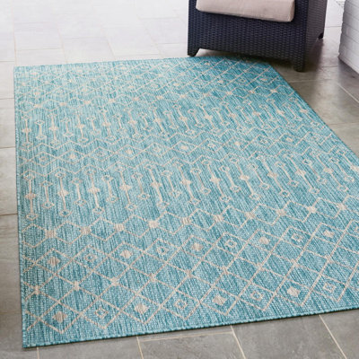Kimber Southwestern Blue/Beige Indoor/Outdoor Area Rug