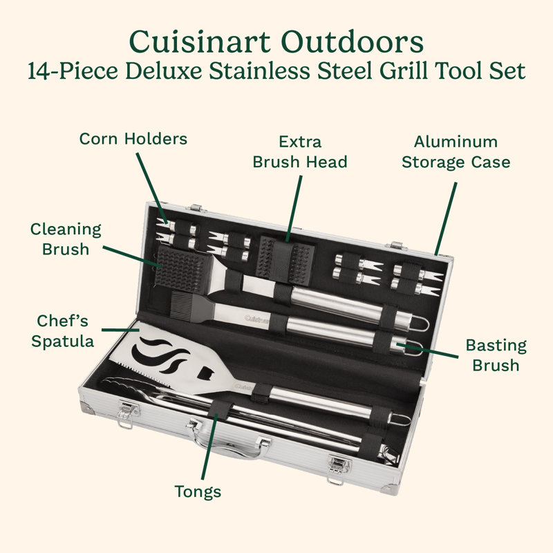 Cuisinart 14-Piece Deluxe Stainless Steel Grilling Set