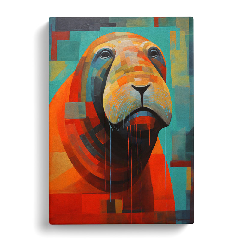 Walrus Constructivism Art - Wrapped Canvas, 50cm H x 35cm W x 3cm D