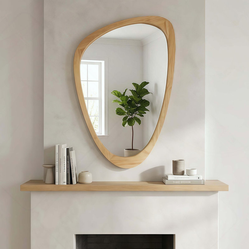 Miroir décoratif irrégulier, 36 po x 24 po, Chêne