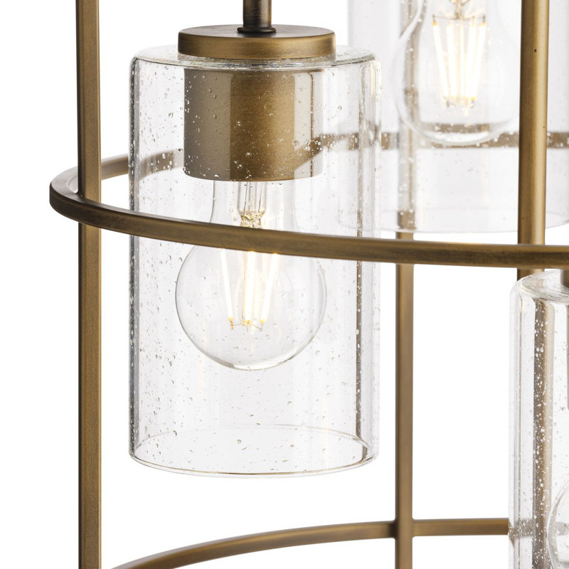 Luminaire suspendu cage à 5 lumières, Bronze vieilli