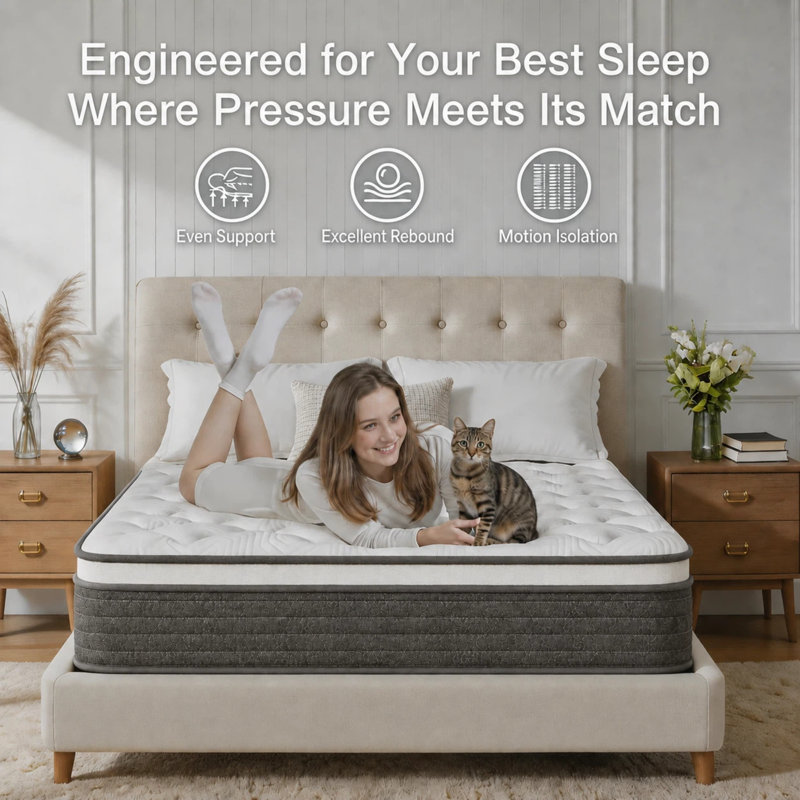 14" Medium Firm Cooling Hybrid Mattress in a Box with Gel Memory Foam & Pocket Springs, Pressure Relief, Motion Isolation, Edge Support, CertiPUR-US