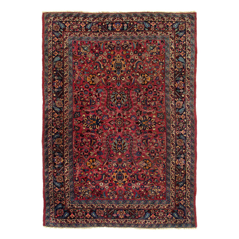 Isabelline Red Antique Silkroad Mashad Rug - 6' X 8'2''