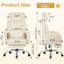 Chaise de bureau en chenille à pieds croisés avec accoudoirs rabattables, chaise de direction grande taille avec coussin lombaire et poches latérales-1362092645